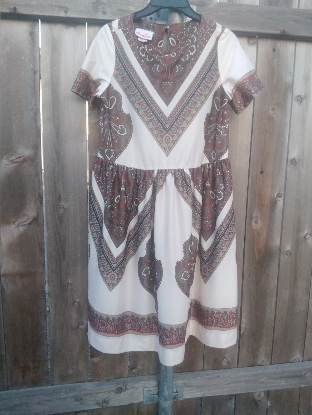 Joan Curtis Vintage Dress Fit Flare Paisley Polyester Union Usa Made Womens 10